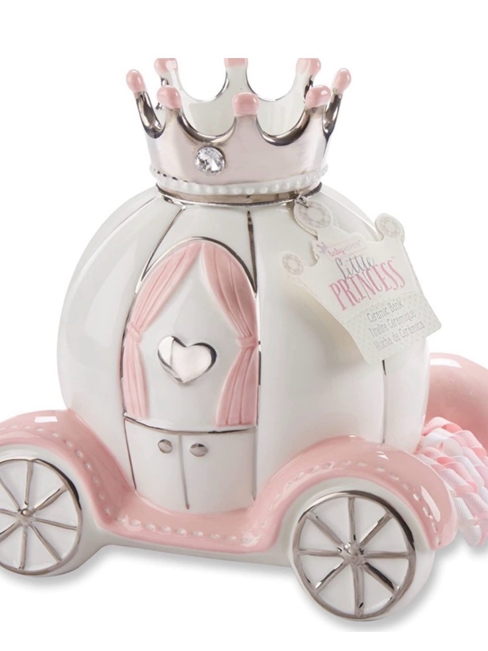 Baby Aspen Ceramic Porcelain Princess Carriage Piggy Bank